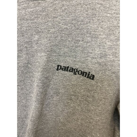 Patagonia Men's Small Long Sleeve T-Shirt Crewneck Grey Back Logo Graphic | - Picture 5 of 7